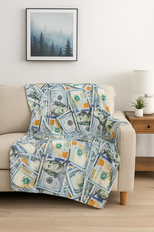Cash money blanket! - Sleep on a bed of money.