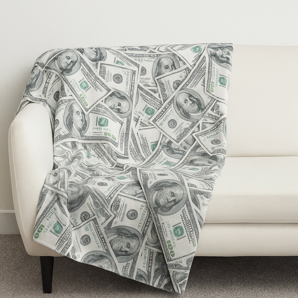 Cash money blanket! - Sleep on a bed of money.